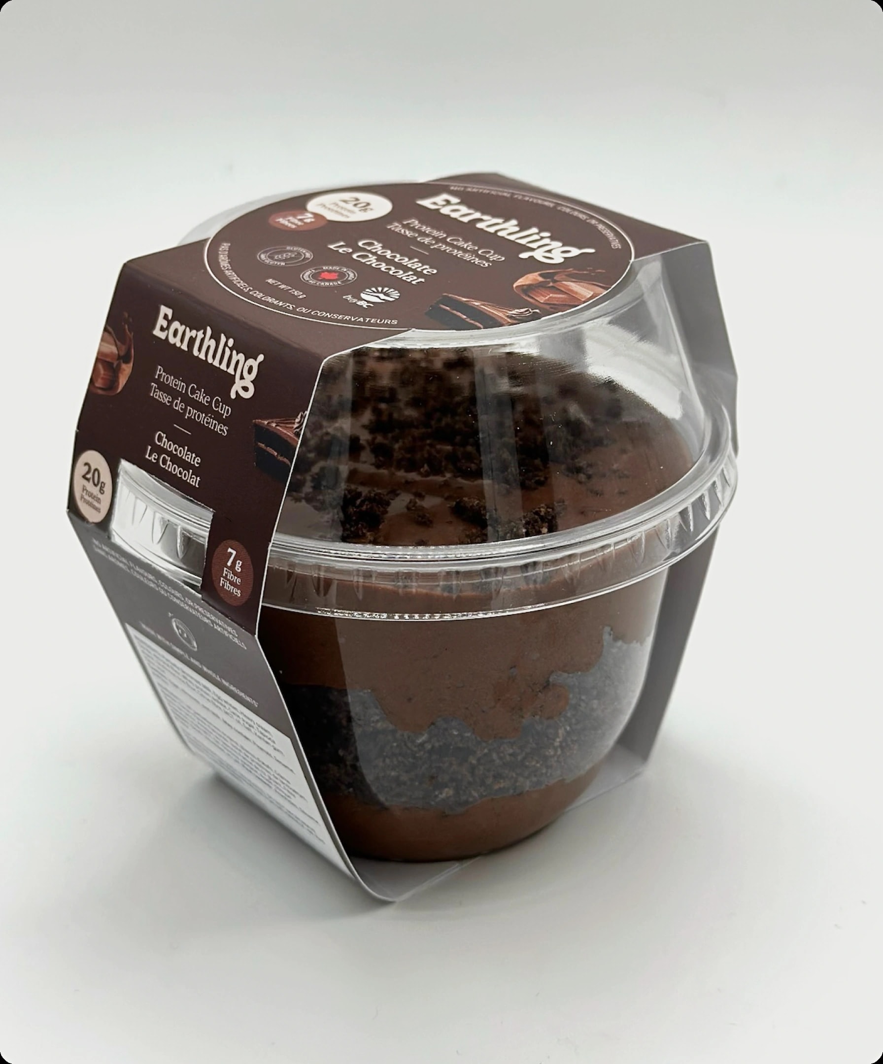 Chocolate protein cake cup packaging