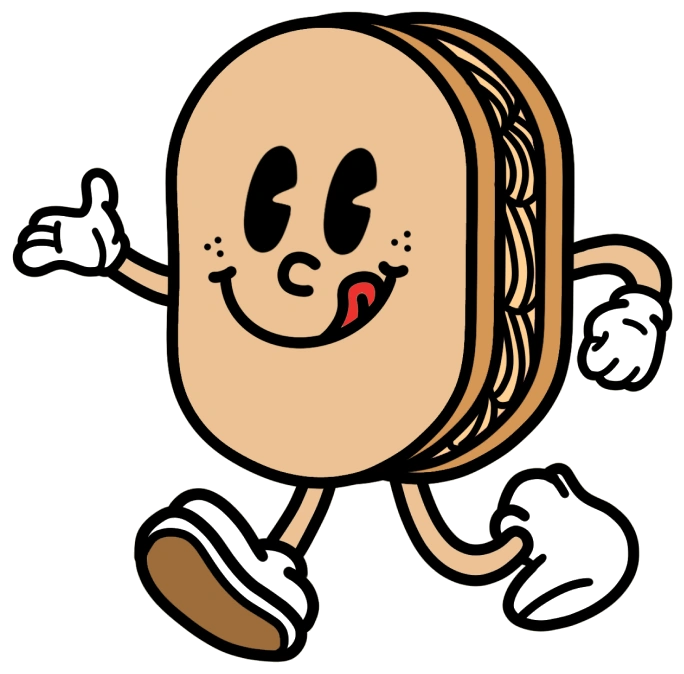 The Dacaron character marching, vanilla filling