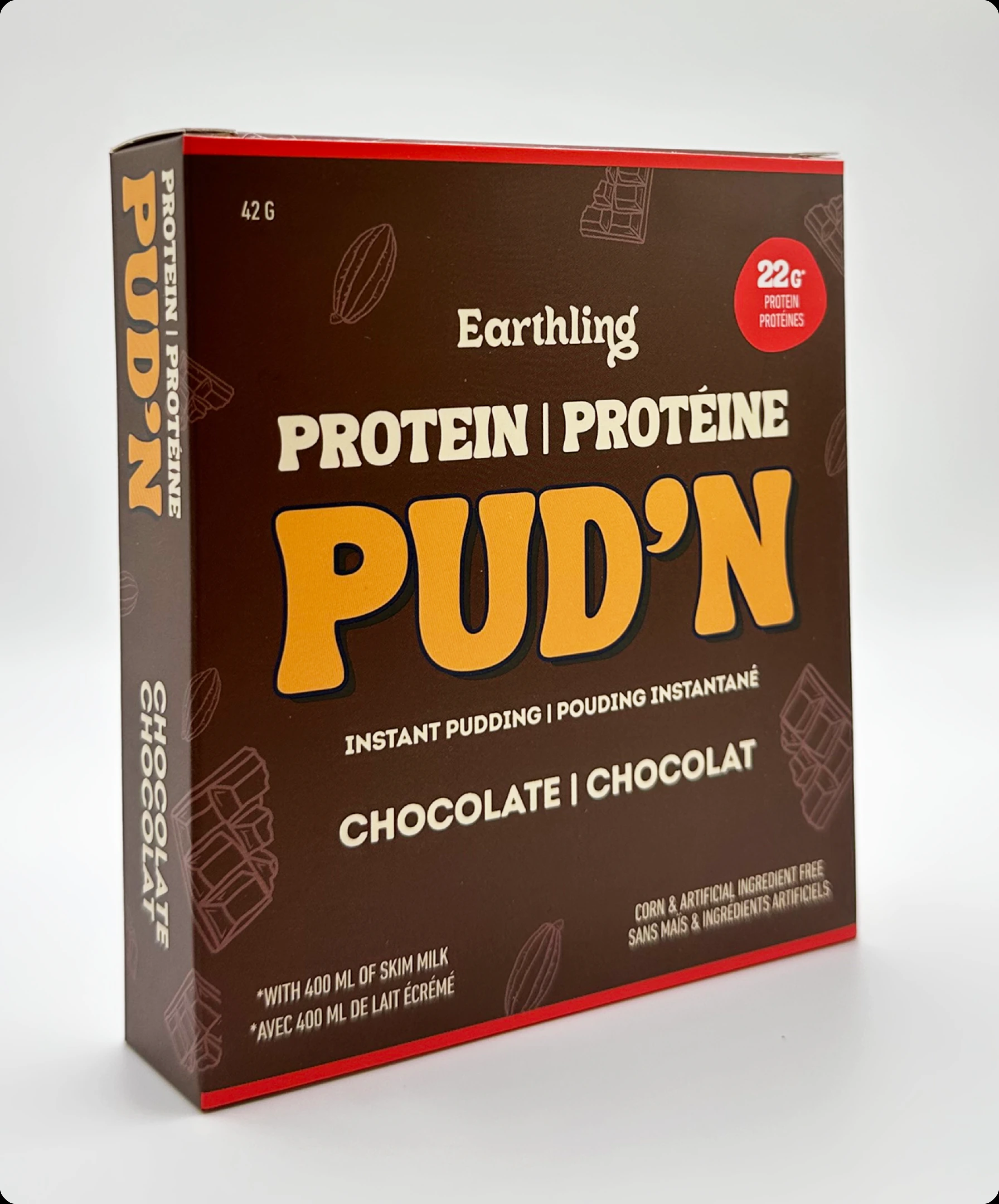 Chocolate Pud'n instant protein pudding carton