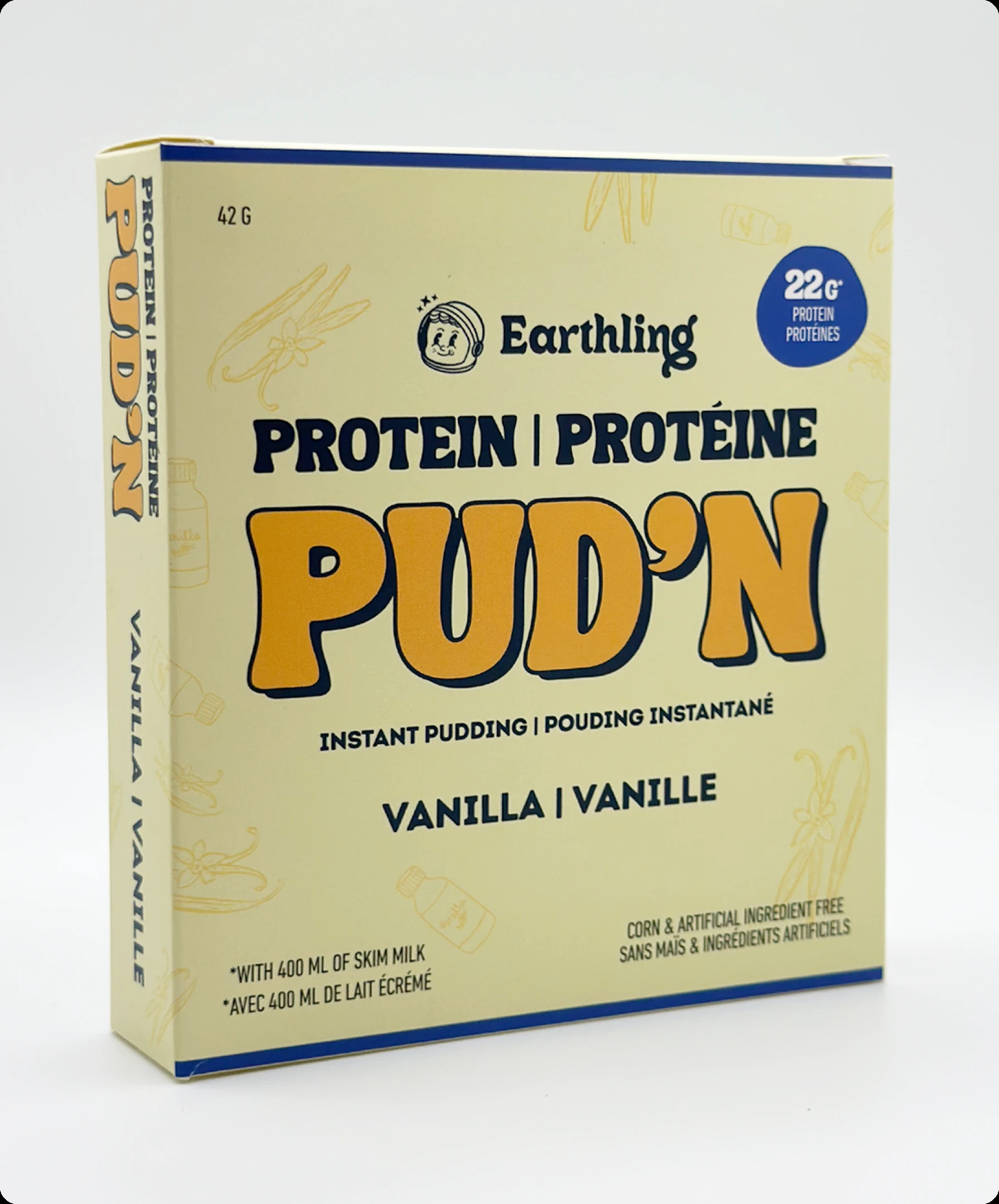 Vanilla Pud'n instant protein pudding carton