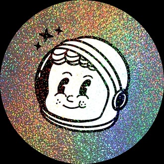 Holographic glitter sticker of the astronaut character